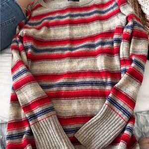 Striped Red and Gray Women's Sweater